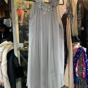 London Times gray silver sequined dress 10